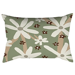 Flor Fundas de almohada de poliéster abstractas de geometría de estilo nórdico serie verde, fundas de colchón, para sofá cama, Rectángulo, flor, 300x500 mm