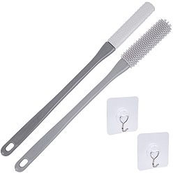 Сланцево-синий 2 шт. щетки для чистки из полипропилена, с ручками из ТРП-пластика, с 2шт. квадратная прозрачная вешалка-крючок из ПВХ, синевато-серый, 345x28.5x18.5 мм