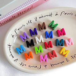 Letter M Непрозрачный акрил европейского бисера, бусины с большим отверстием, разноцветные, Буква М, 20.8x20.5x13.6 мм, отверстие : 6.3 мм, Около 133 шт / 500 г