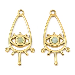 Амазонит Подвески-капли из натурального амазонита, ионное покрытие (ip) 316 тающие подвески для глаз из нержавеющей стали, реальный 24 k позолоченный, 30.5x14.5x2.5 мм, отверстие : 1.8 мм