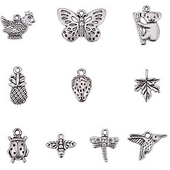 Antique Silver Tibetan Style Alloy Pendants, Mixed Shapes, Antique Silver, 7.4x7.2x1.7cm, 80pcs/box