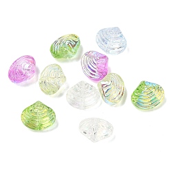Shell Shape Ocean Theme Electroplate Transparent Glass Beads, AB Color Plated, Half Plated, Shell Shape, 12.5x14.5x10mm, Hole: 1.2mm, 5pcs/set