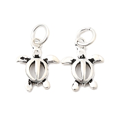 Античное Серебро Океан 925 подвески в виде полой черепахи из стерлингового серебра, с печатью 925, античное серебро, 11.5x9x2 мм, Перейти кольцо: 4.9x0.8 мм, внутренний диаметр: 3.2 мм