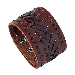 Сиена Плетеные браслеты искусственная кожа шнур, браслеты из платинового сплава с застежкой для мужчин и женщин, цвет охры, 9-1/4 дюйм (23.5 см)