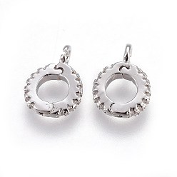 Платинированный Латунь кубического циркония, подвеска навесная навесная, долговечный, прозрачные, Реальная платина, 12.3x9.2x2 мм, отверстие : 1.6 мм
