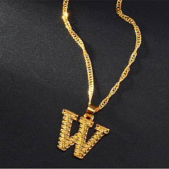 Letter W Латунные кулоны, золотые, Буква W, 17.72 дюйм (45 см)