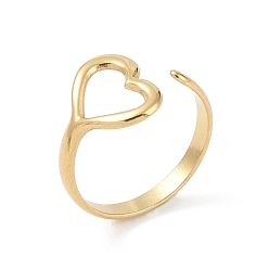 Настоящее золото 18K 12ПК ионного покрытия (IP) 304 Кольца-манжеты с открытым сердцем из нержавеющей стали для женщин, реальный 18 k позолоченный, регулируемый