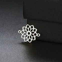 Нержавеющая Сталь Цвет Подвески-коннекторы из нержавеющей стали, полые цветочные звенья, цвет нержавеющей стали, 12x16 мм