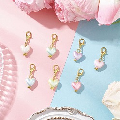 Золотой Акриловые подвесные украшения, Сплав с застежками когтя омара, сердце, золотые, 28 мм