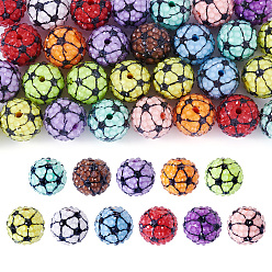 (52) Непрозрачная лаванда 30 шт. бусины из смоляных страз в спортивном стиле, футбол, разноцветные, 19~20 мм, отверстие : 2.5 мм