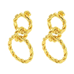 Real 18K Gold Plated 304 Stainless Steel Earrings, Annular, Real 18K Gold Plated, 53.5x30.5mm