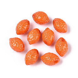 Коралловый Непрозрачные акриловые бусины, лимон, Топ пробуренной, коралл, 13.5x9.5x9 мм, отверстие : 1.8 мм