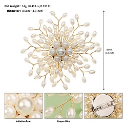 Golden ABS-Imitationsperle Acrylblumenbrosche, golden, 85x85 mm