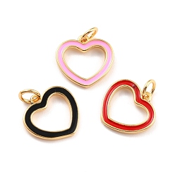 (52) Непрозрачная лаванда Настоящие золотые латунные эмалевые брелоки 18 k, без кадмия, без никеля и без свинца, с целью перехода в кольце, сердце, разноцветные, 13.5x14x1.5 мм, отверстие : 3.5 мм