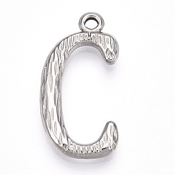 Letter C 304 подвески из нержавеющей стали, письмо амулеты, буква С, 23x12x3 мм, отверстие : 1.6 мм
