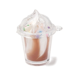 Camel Acrylic Pendants, Ice Cream Charms, with Resin and Plastic Pearl, Camel, 28x23x32.5mm, Hole: 1.8mm