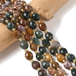 Океанический Джаспер Океан Природный яшмы бисер нитей, граненые, рис, с бисером, 7.5~8x6~7.5 мм, отверстие : 0.8~1 мм, около 36~40 шт / нитка, 15.55~15.75'' (39.5~40 см)