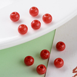 FireBrick Opaque Acrylic Beads, Round, FireBrick, 6x5mm, Hole: 1.8mm, about 4400pcs/500g