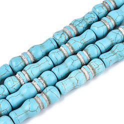 Синтетическая Бирюза Синтетических нитей бирюзовые бусы, ваза, 30~31x10 мм, отверстие : 1.2 мм, около 13 шт / нитка, 15.55 дюйм (39.5 см)