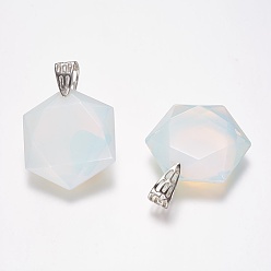 Опал Opalite подвески, граненые, гексаграмма, платина, 41x28x9 мм, отверстие : 5x9 мм