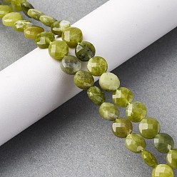 Chinese Jade Природные китайский нефрит бисер пряди, граненый ромб, плоско-круглые, 8~8.5x4.5~6.8 мм, отверстие : 0.8~1.2 мм, около 48~49 шт / нитка, 15.08~15.35 дюйм (38.3~39 см)
