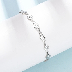 Нержавеющая Сталь Цвет 304 из нержавеющей стали цепи браслеты, звеньевые цепи для женщин, цветок, цвет нержавеющей стали, 7.28 дюйм (18.5 см)