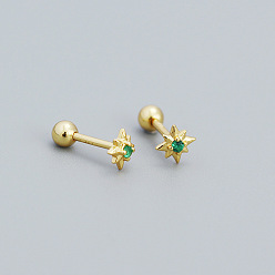 Зеленый Звезда 925 серьги для хряща уха из стерлингового серебра с инкрустацией кубическим цирконием, золотые, зелёные, 5 мм, Руководитель: 3 mm