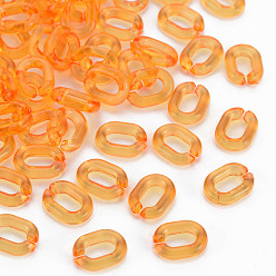 Orange Red Transparent Acrylic Linking Rings, Quick Link Connectors, For Jewelry Chains Making, Oval, Orange Red, 10x7.5x2.5mm, Hole: 3x5.5mm