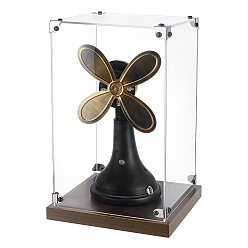 Brun Saddle Vitrines transparentes en acrylique pour figurines avec socle en bois, pour les chiffres, rectangle, selle marron, 16.9x16.9x26.5 cm