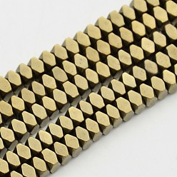 Antique Bronze Plated Rhombus Non-magnetic Synthetic Hematite Beads Strands, Imitation Pyrite, Antique Bronze Plated, 3x3x2mm, Hole: 0.8mm, about 200pcs/strand, 16.3 inch