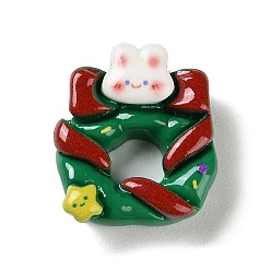 Christmas Wreath Кабошоны из непрозрачной смолы с рождественской тематикой, для изготовления ювелирных изделий, Рождественский венок, 22.5x20x8 мм
