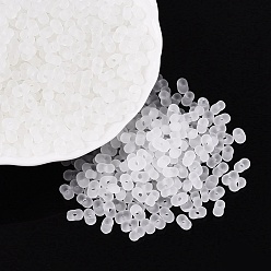 Clair Perles de rocaille en verre transparent dépoli fgb, arachide, trou rond, teint et cœur, clair, 5.5~6.5x3.5~5x3~3.5mm, Trou: 1.2~1.5mm, environ 4500 pcs / livre