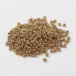 Dark Goldenrod 8/0 Grade A Round Glass Seed Beads, Dyed, Sienna, 3x2mm, Hole: 1mm, about 10000pcs/pound