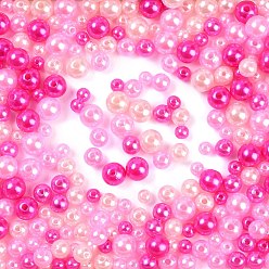 Фуксиновый Абс пластиковые жемчужные бисера, круглые, разноцветные, красно-фиолетовые, 6~10x5~9 мм, отверстие : 1.8~2.5 мм, Около 1351 шт / 500 г