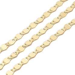 Настоящее золото 18K Латунные цепи с конским глазом, стойки покрытие, без кадмия и без свинца, долговечный, пайки, с катушкой, реальный 18 k позолоченный, 8x4.2x0.5 мм