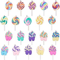 Mixed Color Handmade Polymer Clay Big Pendants, Lollipop, Mixed Color, 48~56x27~29x7~10mm, Hole: 2mm, 20colors, 2pcs/color, 40pcs/set