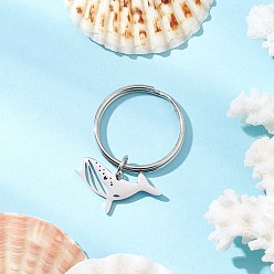 Whale Океанская тема 304 брелки из нержавеющей стали, цвет нержавеющей стали, кит, 41 мм