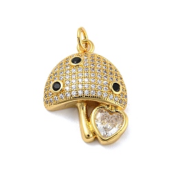 Гриб Латунь с кубическим цирконием подвеской, золотые, гриб, 22x17x6 мм, отверстие : 3.4 мм