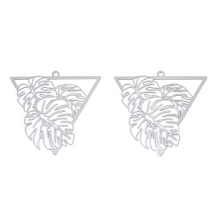 Нержавеющая Сталь Цвет Не тускнеющие 201 филигранные подвески из нержавеющей стали, гравированные металлические украшения, лист, цвет нержавеющей стали, 32.5x32.5x0.2 мм, отверстие : 1.4 мм