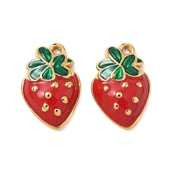 Красный 304 нержавеющей стальной эмали подвески, клубника прелести, ионное покрытие (ip), реальный 18 k позолоченный, красные, 17x11x3.5 мм, отверстие : 1.2 мм