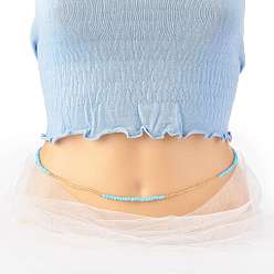 Licht Himmel blau Sommerschmuck Taillenperle, Körperkette, Samen Perlen Bauchkette, Bikini Schmuck für Frau Mädchen, Licht Himmel blau, 31.5 Zoll (80 cm)
