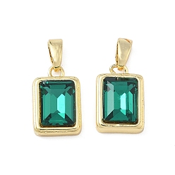 Золотой Латунь стекло амулеты, прямоугольник амулеты, без свинца и без кадмия, долговечный, стойки покрытие, граненые, золотые, 13x8.5x4.5 мм, отверстие : 4.5x2 мм