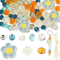 (52) Непрозрачная лаванда Набор для изготовления эластичных браслетов своими руками, включая круглые и ракушки, фонари, овалы и цветочные акриловые и пластиковые бусины, имитирующие жемчуг, разноцветные, бусины : 6.5~13x0.8~8x0.8~9.5 мм, отверстие : 1.5~3.5 мм, 108 шт / комплект