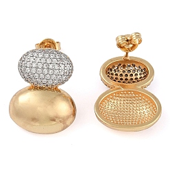 Настоящее золото 18K Серьги-гвоздики овальной формы с прозрачными циркониями, украшения из латуни для женщин, реальный 18 k позолоченный, 19x15 мм