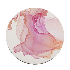 Pink Porcelain Cup Mats, Coasters, Hot Pads, Heat Resistant, Flat Round with Marble Pattern, Pink, 103mm