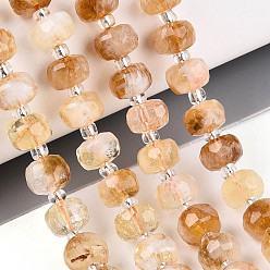 Цитрин Нагретые нити из натуральных цитриновых бусин, с бисером, граненые, рондель, 7~8.5x5~7 мм, отверстие : 1 мм, около 44~56 шт / нитка, 14.96~15.55 дюйм (38~39.5 см)
