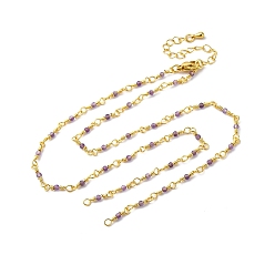 Аметист Цепи латуни ожерелье решений, с естественным аметист, стойки покрытие, долговечный, реальный 18 k позолоченный, 18.82 дюйм (47.8 см)