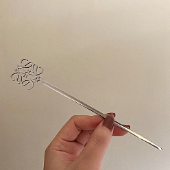 Нержавеющая Сталь Цвет Палочки для волос из нержавеющей стали, аксессуары для волос для женщин и девочек, квадратный, цвет нержавеющей стали, 170x23 мм