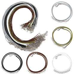 (52) Непрозрачная лаванда 50шт. 5 цвета 1.5мм круглый полиэстеровый плетеный шнур для изготовления ожерелий, со сплавочной фурнитурой, платина, разноцветные, 18.11 дюйм (46 см), 10 шт / цвет