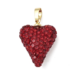 Золотой Подвески латунные горный хрусталь, сердце прелести, с полимерной глиной, ионное покрытие (ip), долговечный, без свинца и без кадмия, золотые, 24.5x18.5x9.5 мм, отверстие : 7x4.5 мм